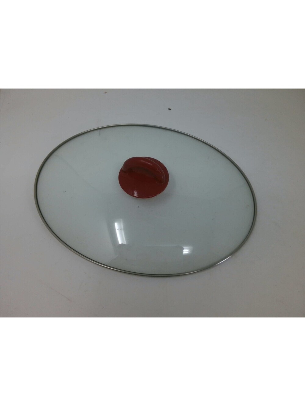 Glass Pot Lid with Red Handle, 11-12 Inch Diameter